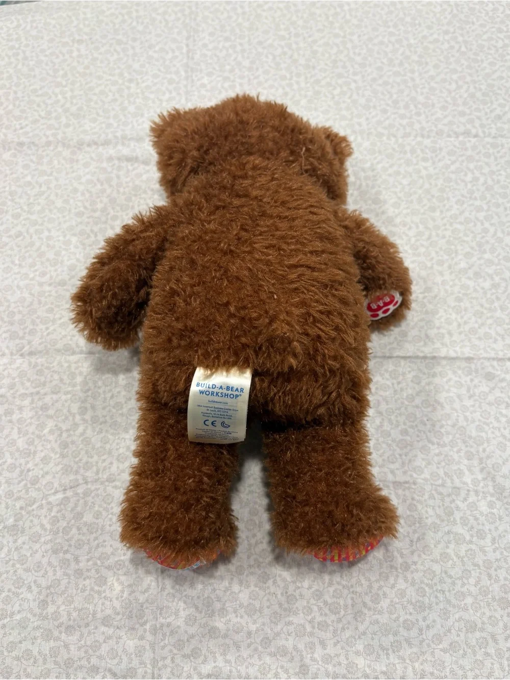 Build-A-Bear Workshop Brown Plush Bear Happy Birthday Paw Pads Button in Ear